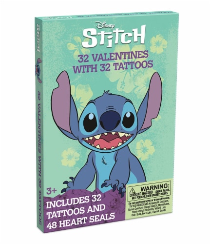 Disney Stitch Valentine's Tattoos & Heart Seals Perspective: right