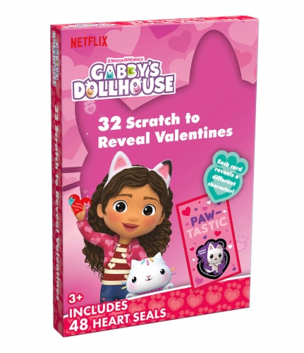 Netflix DreamWorks Gabby's Dollhouse Valentine's Scratch Heart Seals Perspective: right