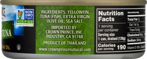 Crown Prince Natural Solid Light Yellowfin Tuna in Extra Virgin Olive Oil Perspective: right
