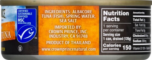 Crown Prince Natural No Salt Added Albacore Tuna in Water Perspective: right