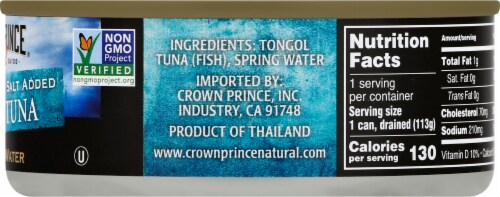 Crown Prince Natural Chunk Light No Salt Added Tongol Tuna In Spring Water Perspective: right