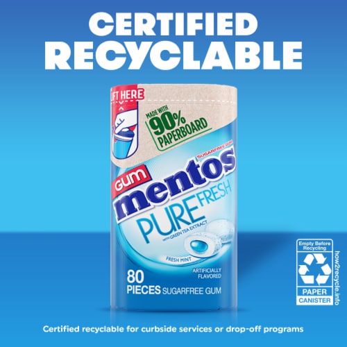 Mentos Pure Fresh Sugar Free Fresh Mint Flavored Chewing Gum Perspective: right