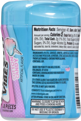 Trident Vibes Sugar Free Cotton Candy Gum Perspective: right