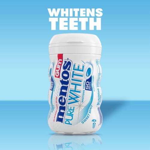 Mentos Pure White Sugar Free Sweet Mint Flavored Chewing Gum Perspective: right