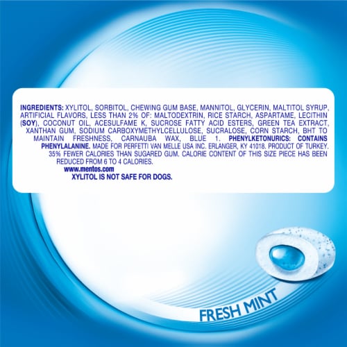 Mentos Pure Fresh Sugar Free Fresh Mint Flavor Chewing Gum Perspective: right
