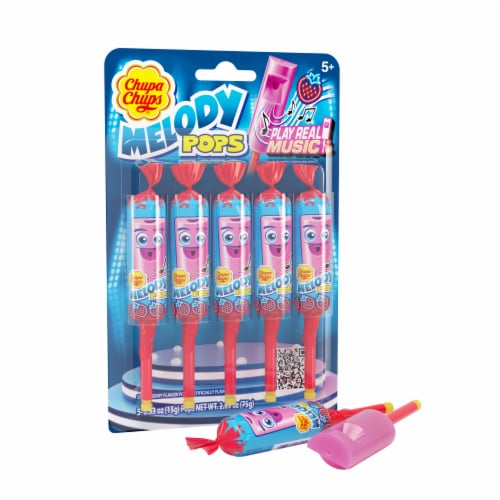 Chupa Chups® Melody Pop Strawberry Whistle Lollipops Perspective: right