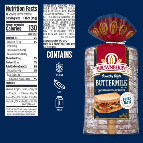 Brownberry® Country Buttermilk Sliced Bread Perspective: right