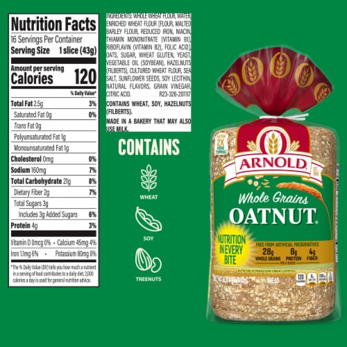Arnold Whole Grains Oatnut Bread Perspective: right