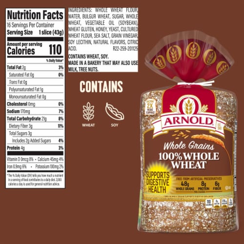 Arnold Whole Grains 100% Whole Wheat Bread Perspective: right