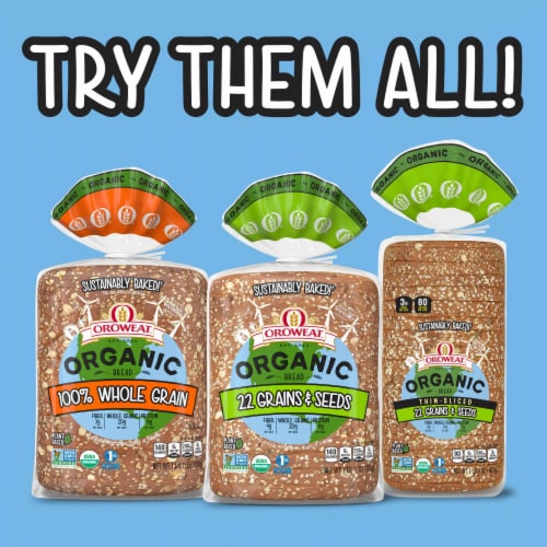 Oroweat Organic Thin Sliced 22 Grains & Seeds Bread Perspective: right