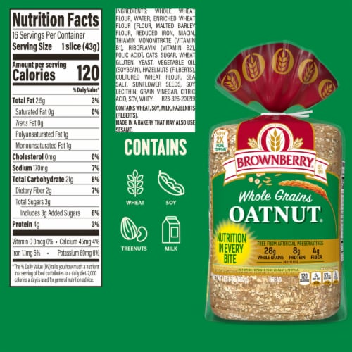 Brownberry Whole Grains Oatnut Sandwich Bread Perspective: right