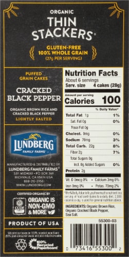 Lundberg Family Farms® Organic Thin Stackers Cracked Black Pepper Rice Cakes Perspective: right