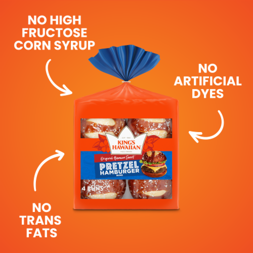 King's Hawaiian® Original Hawaiian Sweet Pretzel Hamburger Buns Perspective: right