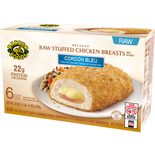 Barber Foods® Breaded Raw Stuffed Chicken Cordon Bleu Perspective: right