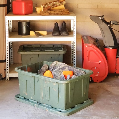 Homz Durabilt Heavy Duty 27 Gallon Plastic Organizer Storage Bin Tote (2 Pack)