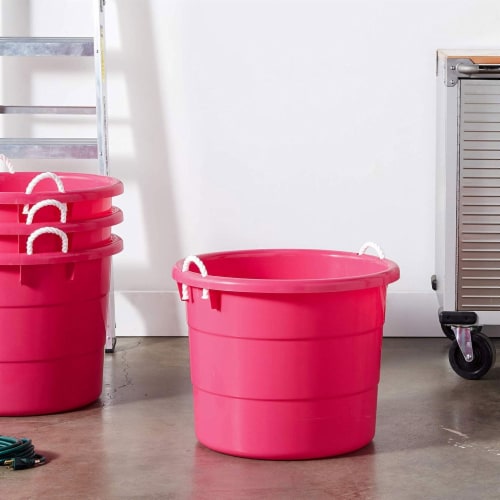 Wonder Bucket & Lid, Set of 2 Pcs, 18 Liters Bucket, Pink & Yellow