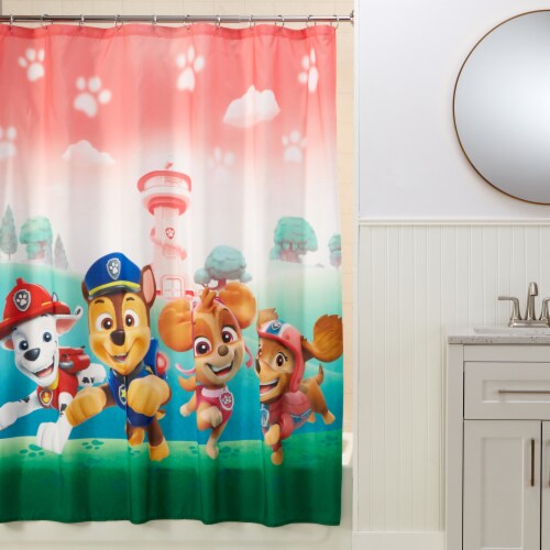 Paw Patrol Girls Shower Curtain with Hooks - Skye Rolls On Perspective: right