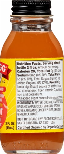 Bragg® Organic Carrot Ginger Apple Cider Vinegar Prebiotic Shot Perspective: right