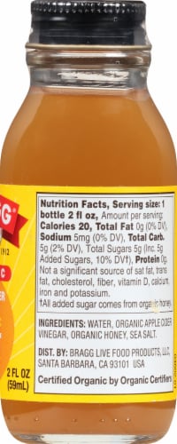 Bragg Organic Apple Cider Vinegar Honey Prebiotic Shot Perspective: right