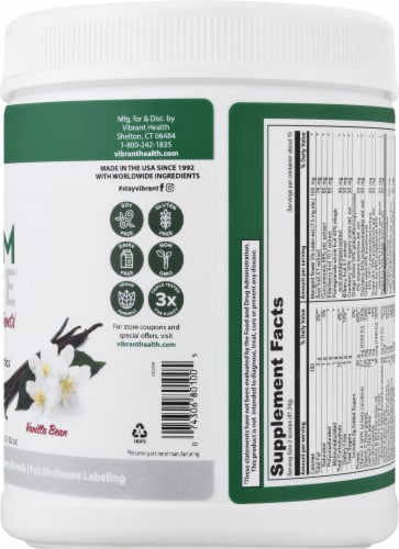 Vibrant Health Maximum Vibrance Vanilla Bean Multi Supplement Powder Perspective: right