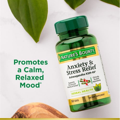 Nature’s Bounty Anxiety & Stress Relief Ashwagandha Tablets, KSM 66 Perspective: right