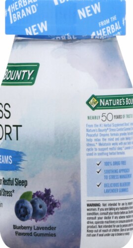 Nature's Bounty Stress Comfort Peaceful Dreams Blue Lavender Flavored Melatonin Gummies Perspective: right
