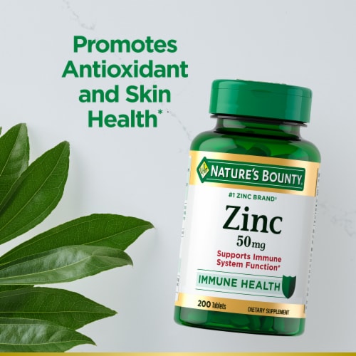 Nature's Bounty Zinc, Immune and Antioxidant Support, 50mg Caplets Perspective: right
