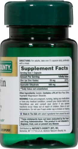 Nature's Bounty® Quercetin Dihydrate + Zinc Supplements Perspective: right