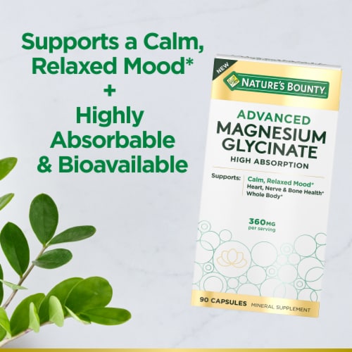 Nature’s Bounty Advanced Magnesium Glycinate Supplement, 360mg Perspective: right
