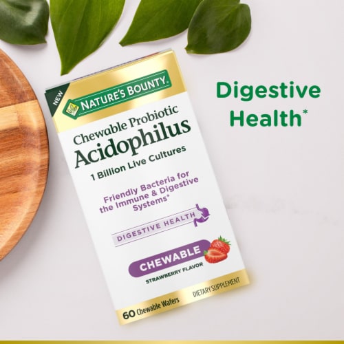 Nature’s Bounty Chewable Probiotic Acidophilus Waffers with 1 Billion Live Cultures Perspective: right