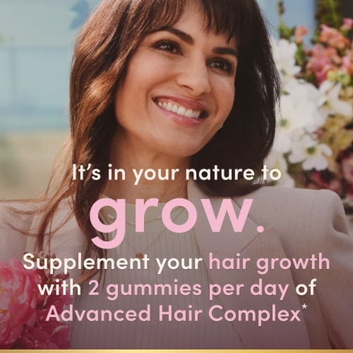 Nature’s Bounty Optimal Solutions Hair Growth Peach Mango Gummies with 10,000 mcg Biotin Perspective: right