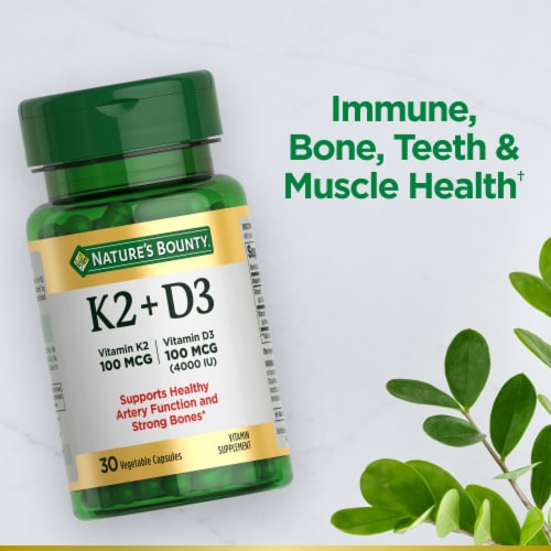 Nature’s Bounty Vitamin K2 + D3, Vitamin Supplements for Bone and Health Support Perspective: right
