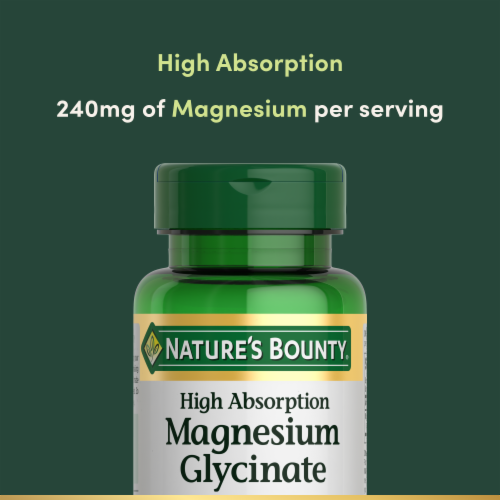 Nature's Bounty High Absorption Magnesium Glycinate Supplements, 240mg, Supports Muscle Relaxation Perspective: right