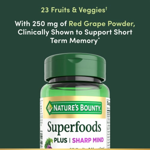 Nature’s Bounty Superfoods Plus Sharp Mind for Brain Health, Red Grapes, Cognitive Supplement Perspective: right