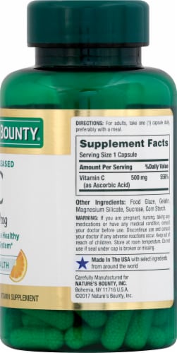 Nature's Bounty® Time Released Vitamin C Capsules 500mg Perspective: right