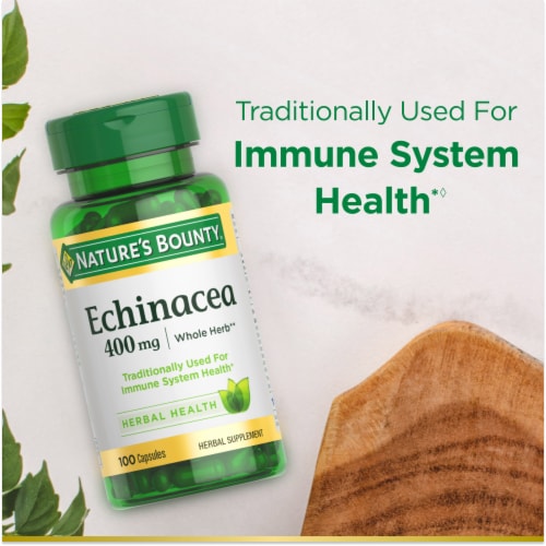 Nature's Bounty Echinacea Whole Herb 400mg Immune Support Capsules Perspective: right