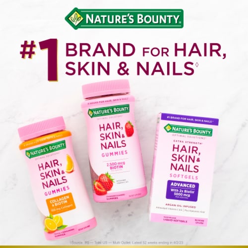 Nature's Bounty Hair Skin & Nails with Biotin Caplets 3000mcg Perspective: right