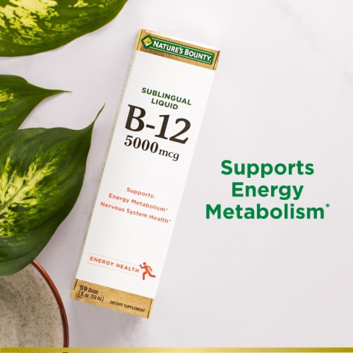 Nature's Bounty B12, Natural Berry 5000mcg Sublingual Liquid Perspective: right