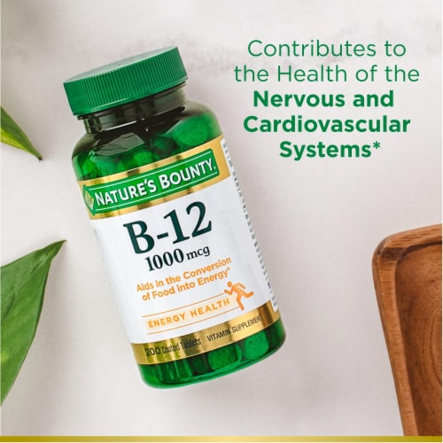 Nature’s Bounty Vitamin B12 Tablets, 1000 mcg Perspective: right