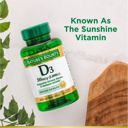 Nature’s Bounty Vitamin D Immune Support Softgels, 2000 IU Perspective: right