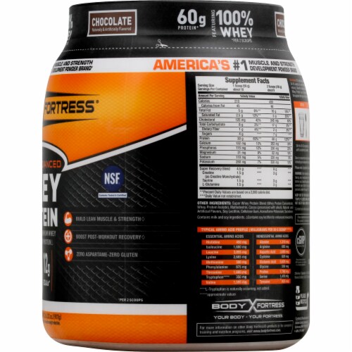 Body Fortress® Chocolate Whey Protein Powder Perspective: right