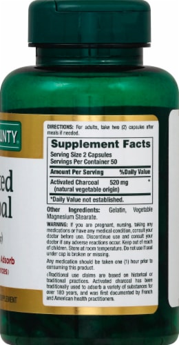 Nature's Bounty Activated Charcoal Capsules 260mg Perspective: right