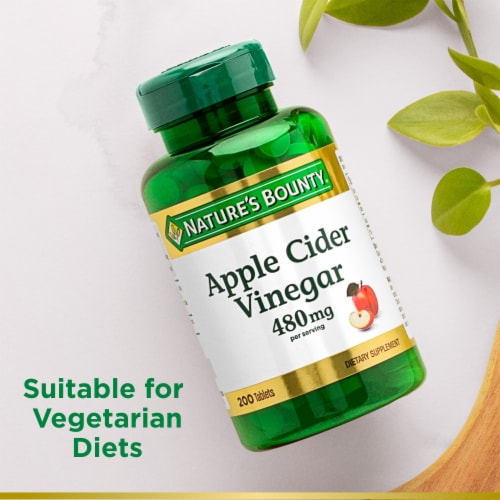 Nature’s Bounty Apple Cider Vinegar 480 mg Tablets Perspective: right
