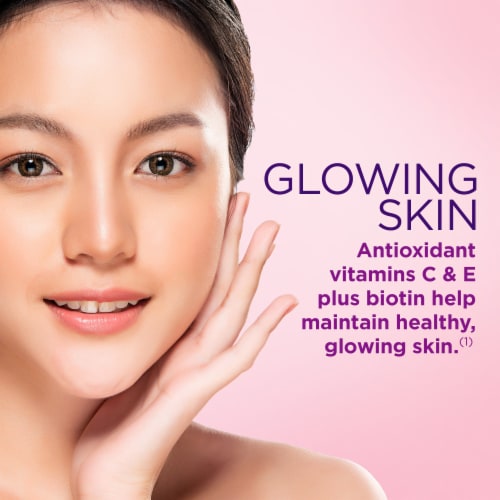 Nature's Bounty Optimal Solutions Hair Skin and Nails Strawberry Gummy Vitamins, Biotin 2500 mcg Perspective: right
