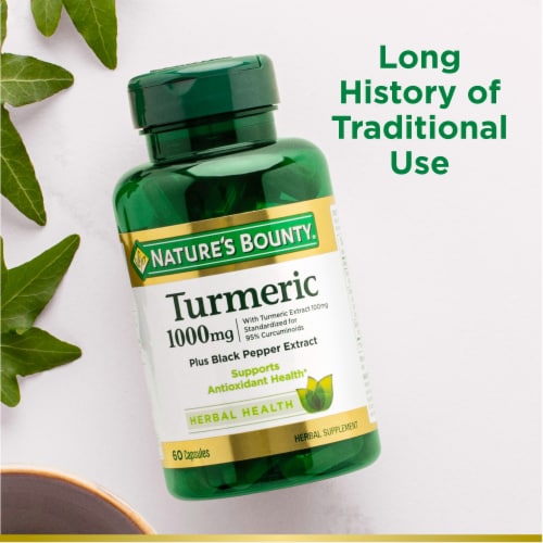 Nature’s Bounty Turmeric + Black Pepper Extract Antioxidant Health Support Capsules, 1000mg Perspective: right