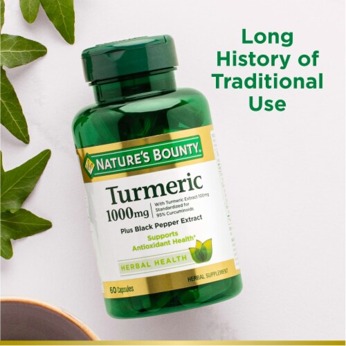 Nature’s Bounty Turmeric + Black Pepper Extract Antioxidant Health Support Capsules, 1000mg Perspective: right
