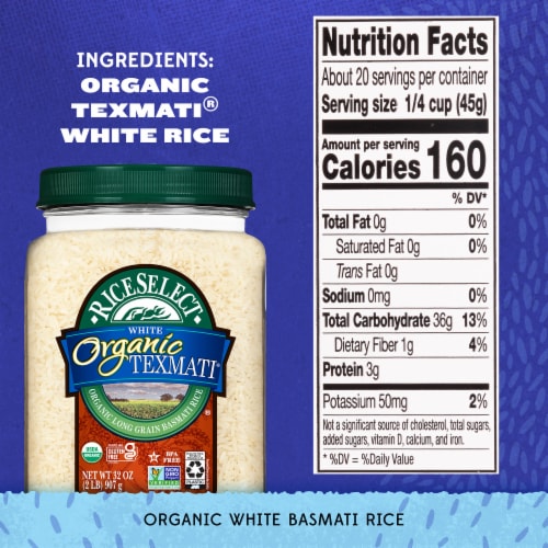 RiceSelect Organic Texmati White Long Grain Rice Perspective: right