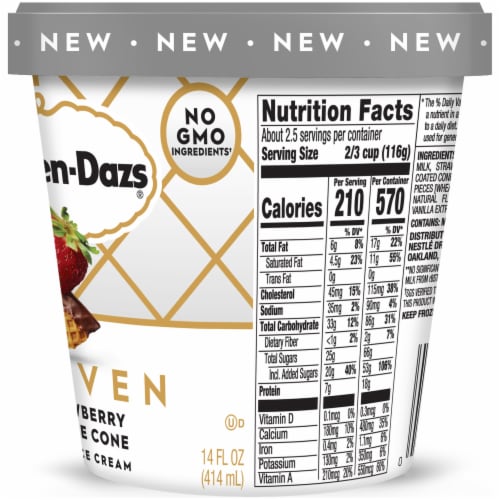 Haagen-Dazs Heaven Strawberry Chocolate Waffle Cone Light Ice Cream Perspective: right