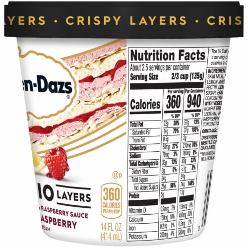 Haagen-Dazs Crisy Trio Layers Lemon & Raspberry Ice Cream Perspective: right