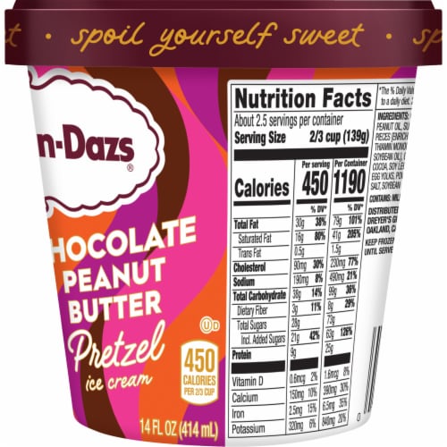 Haagen Dazs® Chocolate Peanut Butter Pretzel Ice Cream Pint Perspective: right